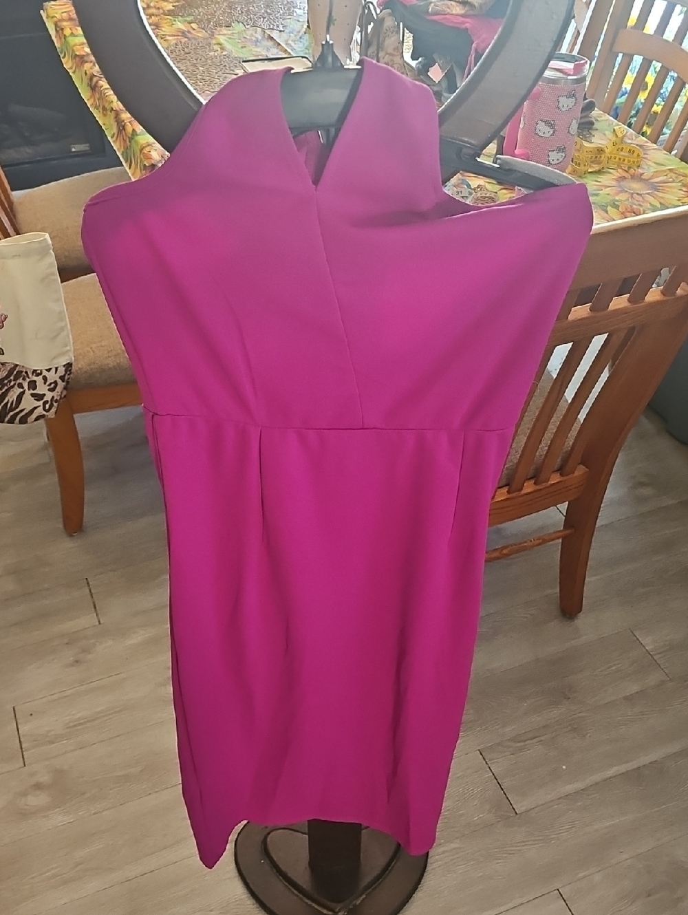 One-Shoulder Magenta Sheath Dress